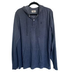 Psycho Bunny Shirt Mens 6 Blue Hoodie Pullover Henley Button Lightweight Cotton